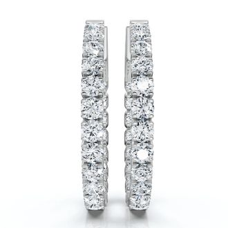 Pompeii3 2Ct Diamond Inside Outside Hoops 14k Gold Lab Grown 1 Tall
