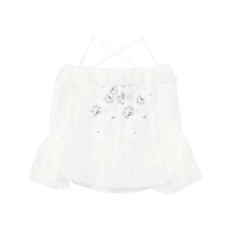 Ermanno Scervino Blouses, female, White, Size: 2XS Floral-Embroidered Blouse