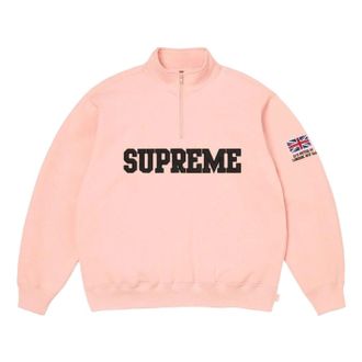 SUPREME SS26 Shop Flag Half Zip Pullover Light Pink-London SUP-SS26-006-LIGHTPNK