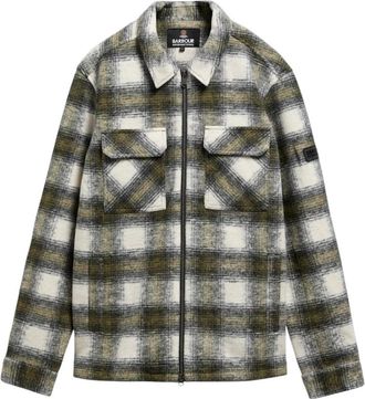 Barbour Jassen, Heren, Groen, L, Wol, Clayton Fleece Check Overshirt