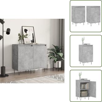 vidaXL The Living Store Credenze 2 pz Grigio Cemento 40x35x70 cm in Legno Multistrato - Credenze grigio cemento