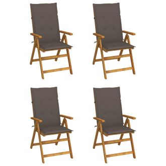 vidaXL Vidaxl - Sillas De Jard&iacute;n Reclinables 4 Uds Madera Maciza Acacia Cojines