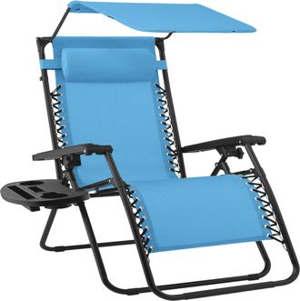 Best Choice Products 30 Extra Wide Folding Zero Gravity Patio Lounge Chair w/Adjustable Canopy Shade