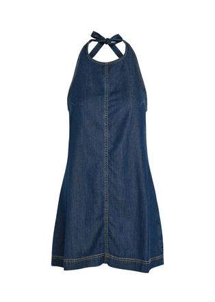 Good American Halterneck Denim Mini Dress - Navy - XL (UK16 / XL)