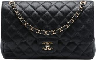 Chanel Pre-owned Double Flap Shoulder Bag - Dames - Vintage Schoudertas - Zwart - ONE Size - Leer - Vintage
