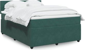 vidaXL Cama Box Spring Con Colch&oacute;n Terciopelo Verde Oscuro 140x200 Cm Vidaxl