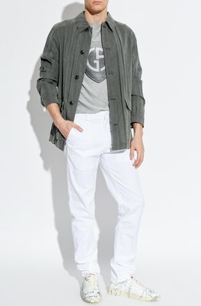 Giorgio Armani Lightweight Jacket With A Crinkled Effect, Mens, Grey