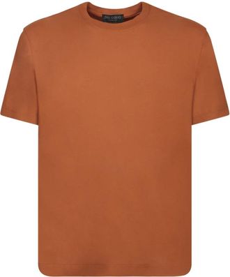 Dell'Oglio Bruine T-shirt met moderne silhouet - Heren - T-shirts - Bruin - 2XL - Tops