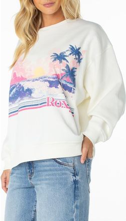 Roxy Morning Stroll Oversize Logo Graphic Sweatshirt in Cocont Mlk at Nordstrom, Size Xx-Large