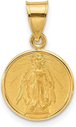 Diamond2Deal 14k Yellow Gold Polished and Satin Solid Miraculous Mary Plain Back Medal