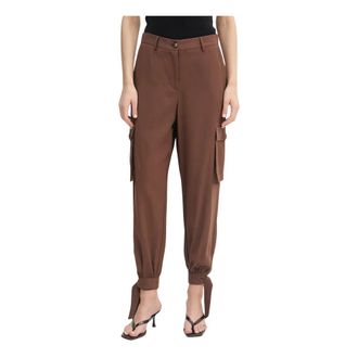 Gaud&igrave; Broeken, Dames, Bruin, XS, Polyester, Cargo broek met strikmanchetten
