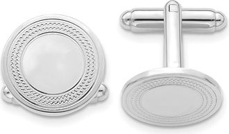 Diamond2Deal Rhodium-plated Round with Inside Ring Cuff Links