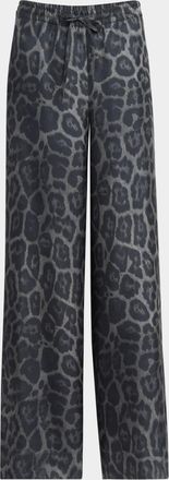 Stella McCartney Leopard-Print Silk Wide-Leg Pajama Trousers