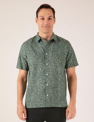 Glyder Zephyr Shirt in Smoky Basil Palm Daze Print at Nordstrom, Size Xx-Large