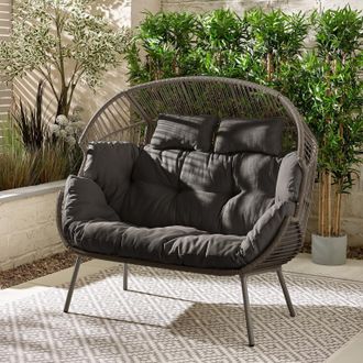 Furniturebox Egg Outdoor Garden Double Chair in Grey
