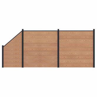 vidaXL Panel De Valla 3 Pcs Wpc Y Aluminio Marr&oacute;n Vidaxl