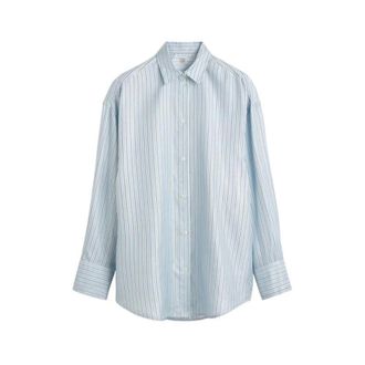 Toteme Shirts, female, Blue, Size: M Oversized Striped Shirt