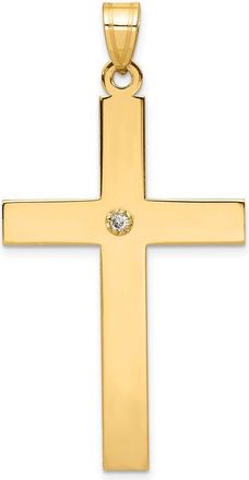 Diamond2Deal 14k Yellow Gold Polished.03 carat Diamond Cross Pendant