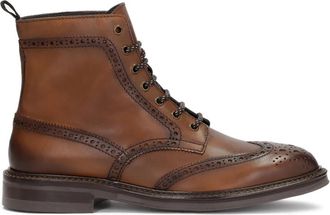 Kazar Bruine veterschoenen met brogue decoratie - Heren - Veterlaarzen - Bruin - 40 EU - Leer - Schoenen
