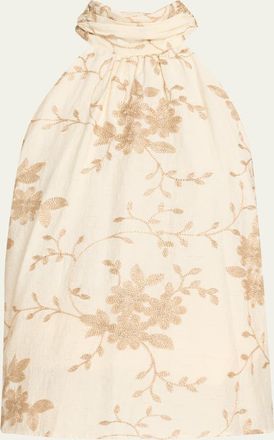 Ramy Brook Cara Lurex Embroidered Halter Top