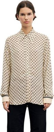 Gerard Darel Jimi Geometric Fluid Shirt in Ecru at Nordstrom, Size X-Large/xx-Large