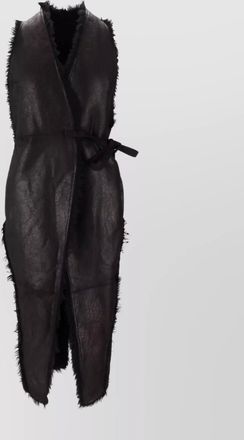 Rick Owens midi coat with belt and faux fur
