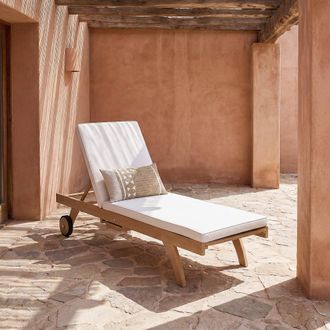 Maisons du monde Tumbona con ruedas de madera de teca maciza