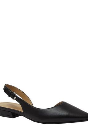 Lands End Leather Slingback Low Heels in Black Leather at Nordstrom, Size 9.5