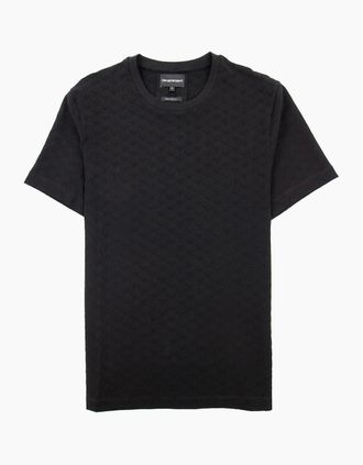 Emporio Armani Mens Emporio Armani All Over Jacquard Eagle Logo T Shirt Black 999 - Size: 42