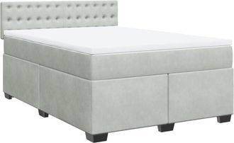vidaXL Vidaxl - Cama Box Spring Con Colch&oacute;n Terciopelo Gris Claro 140x200 Cm