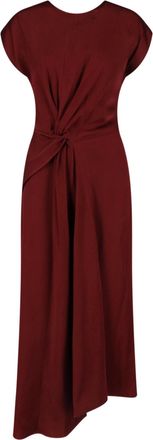 Victoria Beckham Burgundy Midi Dress with Draped Waist