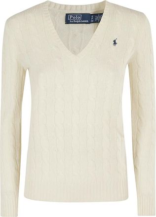 Ralph Lauren Stijlvolle Pullover Sweater voor Mannen - Dames - V-hals truien - Wit - S - Wol - Truien & Vesten