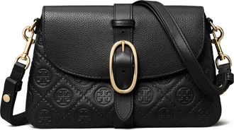 Tory Burch Small T Monogram Soft Pebble Leather Shoulder Bag in Black at Nordstrom