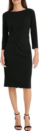 Maggy London Side Pleat Sheath Dress in Black at Nordstrom, Size 0