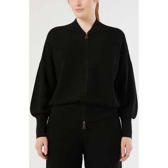 Marina Rinaldi Rafia Bomber Jacket in Black at Nordstrom, Size X-Large