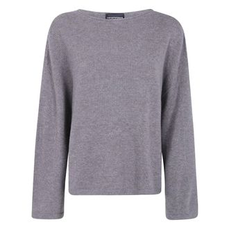 Emporio Armani Maglione a barchetta in lana e cashmere - - Knitwear - Donna - Grigio - M