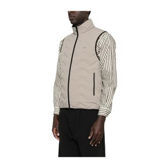 Emporio Armani Vests, male, Gray, Size: L Chevron Quilted Sleeveless Down Jacket