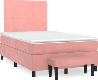 vidaXL Vidaxl - Cama Box Spring Con Colch&oacute;n Terciopelo Rosa 120x190 Cm