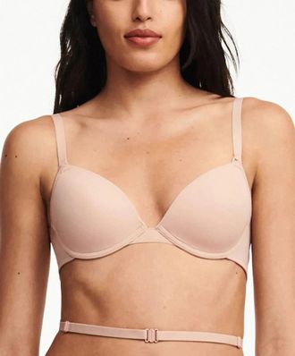Chantelle T-Shirt Bra Womens Nude Blush Low Back Plunge Stretch GBO3941