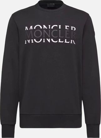 Moncler Mens BRANDED COTTON SWEATSHIRT - Black - Size: 36