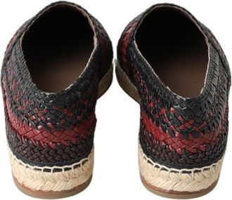 Dolce & Gabbana Mens Black Bordeaux Buffalo Leather Espadrille Shoes