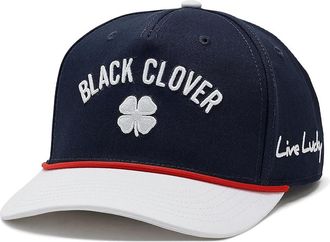 Black Clover Timeless 5 Adjustable Hat Baseball Caps Navy/White, Cotton