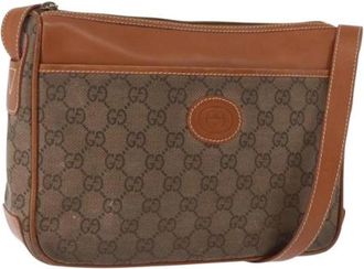 Gucci Pre-owned Vintage GG Canvas Schoudertas - Dames - Vintage Schoudertas - Bruin - ONE Size - Leer - Vintage