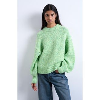 Topshop Oversize Sweater in Light Green Multi at Nordstrom, Size X-Small