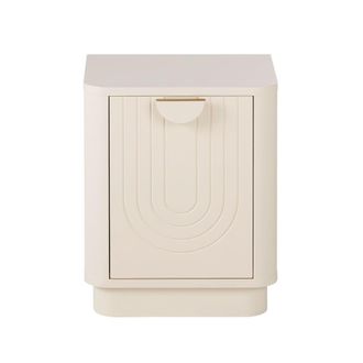 Maisons du monde Mesita de noche 1 puerta de madera blanco crema