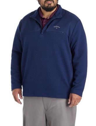 Callaway Big & Tall Mixed Media 1/4 Zip Performance Pullover in Peacoat at Nordstrom, Size 4X Big