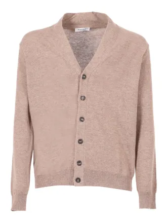 Kangra Cashmere Button-Down Wool Cardigan with V-Neckline and Ribbed Details