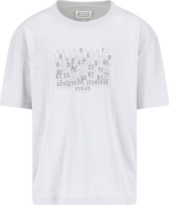 Maison Margiela Grey Cotton Crew Neck T-Shirt with Contrast Logo