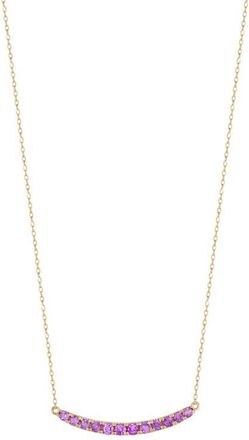 Bony Levy 14K Gold Amethyst Curved Bar Pendant Necklace in Yellow Gold/Diamond at Nordstrom, Size 18