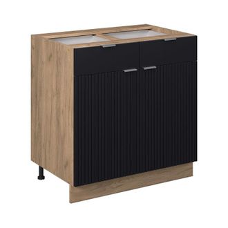 Vicco Mueble Bajo De Cocina Fame-line, Rayas Negras, 80 Cm Sin Encimera, Vicco